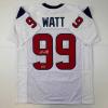 imageFacsimile Autographed JJ JJ Watt Houston White Reprint Laser Auto Football Jersey Size Mens XL