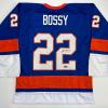 imageFacsimile Autographed Mike Bossy New York Blue Reprint Laser Auto Hockey Jersey Size Mens XL
