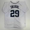 imageFacsimile Autographed Tarik Skubal Detroit White Reprint Laser Auto Baseball Jersey Size Mens XL