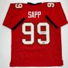 imageFacsimile Autographed Warren Sapp Tampa Bay Red Reprint Laser Auto Football Jersey Size Mens XL