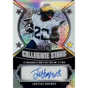 image2025 Leaf Metal Justice Haynes CSJH2 Collegiate Stars Auto 60 Michigan Wolverines Rookie RC Football Card