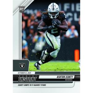 image2025 Panini Instant Ashton Jeanty 144 Jeanty Jumps to it Against Titans Las Vegas Raiders Rookie RC Football Card