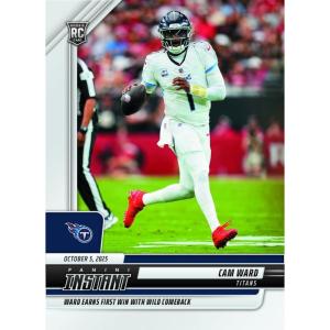 image2025 Panini Instant Cam Ward 128 Ward Earns First Win with Wild Comeback Tennessee Titans Rookie RC Football Card