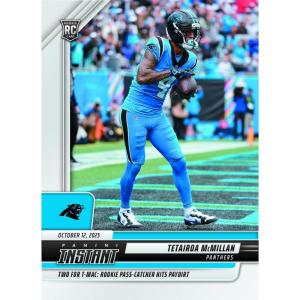 image2025 Panini Instant Tetairoa McMillan 143 Two for TMac Rookie Pass Catcher Hits Paydirt Carolina Panthers Rookie RC Football Card