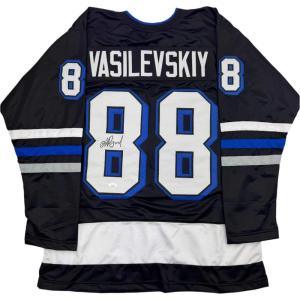 imageAutographedSigned Andrei Vasilevskiy Tampa Bay Black Hockey Jersey JSA COA