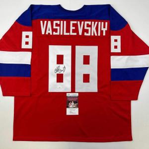 imageAutographedSigned Andrei Vasilevskiy Team Russia Red Olympics Hockey Jersey JSA COA