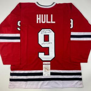 imageAutographedSigned Bobby HullHOF 1983 Chicago Red Hockey Jersey JSA COA