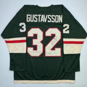 imageAutographedSigned Filip Gustavsson Minnesota Green Hockey Jersey JSA COA
