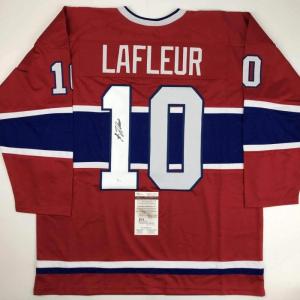 imageAutographedSigned Guy LaFleur Montreal Red Hockey Jersey JSA COA