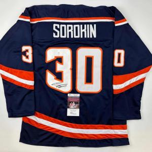 imageAutographedSigned Ilya Sorokin New York Blue Reverse Retro Hockey Jersey JSA COA