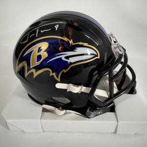 imageAutographedSigned Justin Tucker Baltimore Ravens Mini Football Helmet Beckett BAS COA
