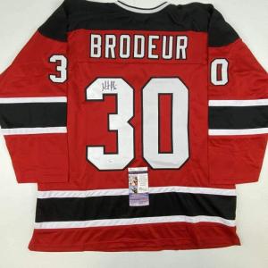 imageAutographedSigned Martin Marty Brodeur New Jersey Red Hockey Jersey JSA COA