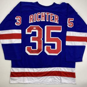 imageAutographedSigned Mike Richter New York Blue Hockey Jersey PSADNA COA