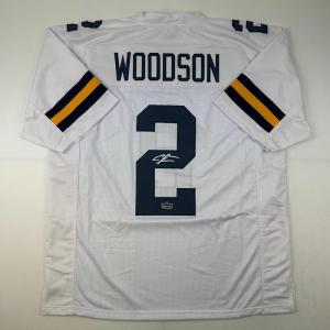 imageFacsimile Autographed Charles Woodson Michigan White Reprint Laser Auto College Football Jersey Size Mens XL