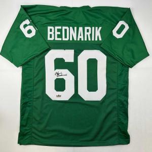 imageFacsimile Autographed Chuck Bednarik Philadelphia Kelly Green Reprint Laser Auto Football Jersey Size Mens XL