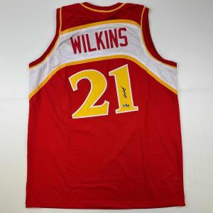 imageFacsimile Autographed Dominique Wilkins Atlanta Red Reprint Laser Auto Basketball Jersey Size Mens XL