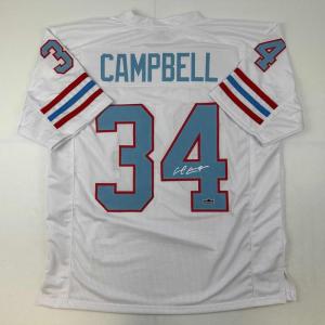 imageFacsimile Autographed Earl Campbell Houston White Reprint Laser Auto Football Jersey Size Mens XL