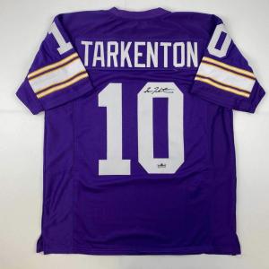 imageFacsimile Autographed Fran Tarkenton Minnesota Purple Reprint Laser Auto Football Jersey Size Mens XL