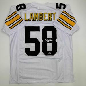imageFacsimile Autographed Jack Lambert Pittsburgh White Reprint Laser Auto Football Jersey Size Mens XL