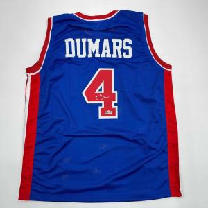 imageFacsimile Autographed Joe Dumars Detroit Blue Reprint Laser Auto Basketball Jersey Size Mens XL