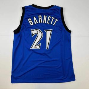 imageFacsimile Autographed Kevin Garnett Minnesota Blue Reprint Laser Auto Basketball Jersey Size Mens XL