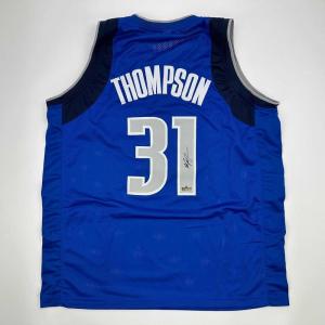 imageFacsimile Autographed Klay Thompson Dallas Blue Reprint Laser Auto Basketball Jersey Size Mens XL