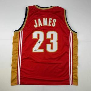 imageFacsimile Autographed LeBron James Cleveland Red Reprint Laser Auto Basketball Jersey Size Mens XL