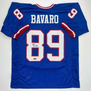imageFacsimile Autographed Mark Bavaro New York Blue Reprint Laser Auto Football Jersey Size Mens XL