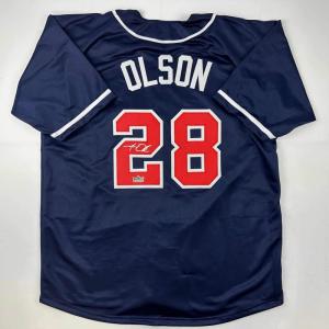imageFacsimile Autographed Matt Olson Atlanta Blue Reprint Laser Auto Baseball Jersey Size Mens XL