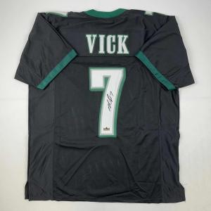 imageFacsimile Autographed Michael Mike Vick Philadelphia Black Reprint Laser Auto Football Jersey Size Mens XL
