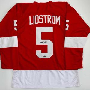 imageFacsimile Autographed Niklas Lidstrom Detroit Red Reprint Laser Auto Hockey Jersey Size Mens XL