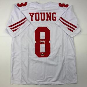 imageFacsimile Autographed Steve Young San Francisco White Reprint Laser Auto Football Jersey Size Mens XL
