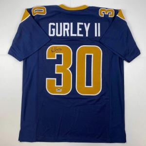 imageFacsimile Autographed Todd Gurley II Los Angeles LA Navy Blue Reprint Laser Auto Football Jersey Size Mens XL