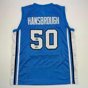 imageFacsimile Autographed Tyler Hansbrough UNC North Carolina Blue Reprint Laser Auto College Basketball Jersey Size Mens XL