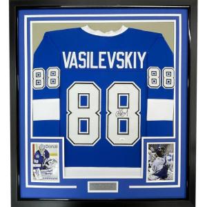 imageFramed AutographedSigned Andrei Vasilevskiy 33x42 Tampa Bay Blue Hockey Jersey PSADNA COA