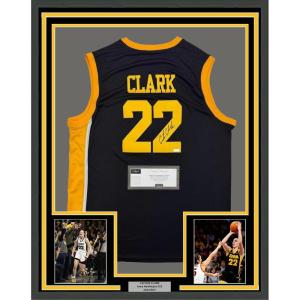 imageFramed AutographedSigned Caitlin Clark 35x39 Iowa Black Basketball Jersey Panini COA