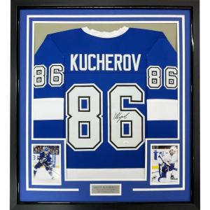imageFramed AutographedSigned Nikita Kucherov 33x42 Tampa Bay Blue Hockey Jersey PSADNA COA