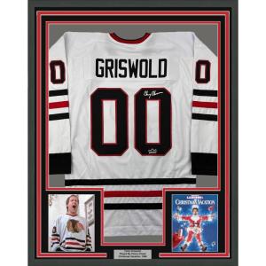 imageFramed Facsimile Autographed Chevy Chase Clark Griswold 35x39 Christmas Vacation Movie Chicago White Reprint Laser Auto Hockey Jersey