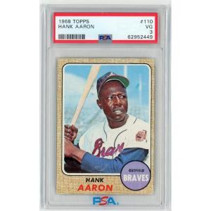 imageGraded 1968 Topps Hank Aaron 110 Baseball Card PSA 3 Very Good