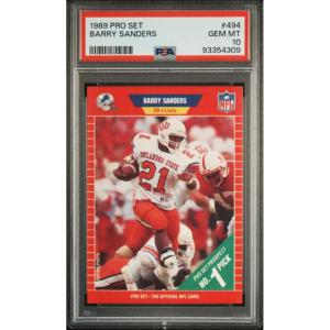 imageGraded 1989 Pro Set Barry Sanders 494 Rookie RC Football Card PSA 10 Gem Mint