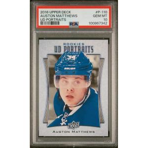 imageGraded 2016 Upper Deck Auston Matthews P110 UD Portraits Rookie RC Hockey Card PSA 10 Gem Mint