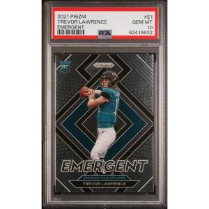 imageGraded 2021 Panini Prizm Trevor Lawrence E1 Emergent Rookie RC Football Card PSA 10 Gem Mint