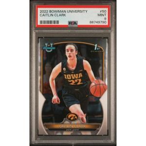 imageGraded 2022 Topps Bowman University Caitlin Clark 50 Rookie RC Basketball Card PSA 9 Mint