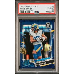 imageGraded 2023 Panini Donruss Optic Puka Nacua 238 Purple Shock Rookie RC Football Card PSA 10 Gem Mint