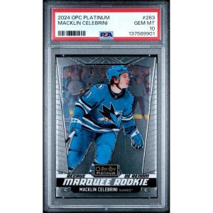 imageGraded 2024 OPeeChee Platinum Macklin Celebrini 263 Rookie RC Hockey Card PSA 10 Gem Mint