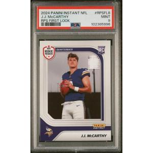 imageGraded 2024 Panini Instant NFL JJ McCarthy RPSFL8 RPS First Look Rookie RC Football Card PSA 9 Mint