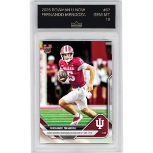 imageGraded 2025 Topps Bowman U Now Fernando Mendoza 67 Takes Hoosiers to Promised Land For 1st Time Ever Indiana Hoosiers Rookie RC Football Card HOFSM 10 Gem Mint