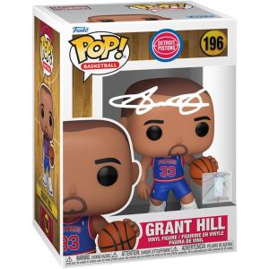 imageGrant Hill 196 Facsimile Signed Reprint Laser Autographed Funko POP Basketball NBA Detroit Pistons Figurine with Protector Case