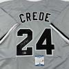 imageAutographedSigned Joe Crede Chicago Grey Baseball Jersey Beckett BAS COA
