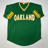 imageFacsimile Autographed Reggie Jackson Oakland Green Reprint Laser Auto Baseball Jersey Size Mens XL